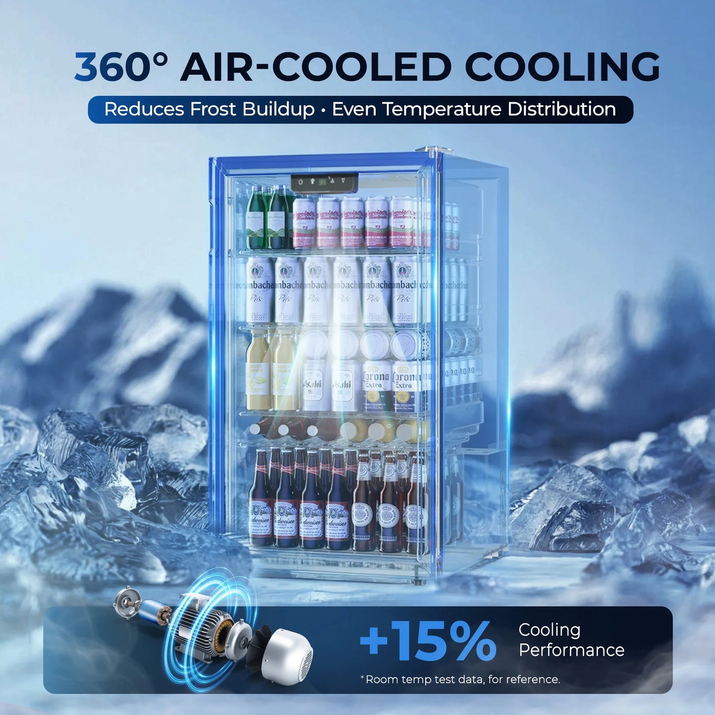 Beverage Refrigerator/Cooler,130Cans Mini Fridge,3.1Cu.Ft Capacity,LED Temperature Control,Flip-Up Door,Suitable for Home/Office