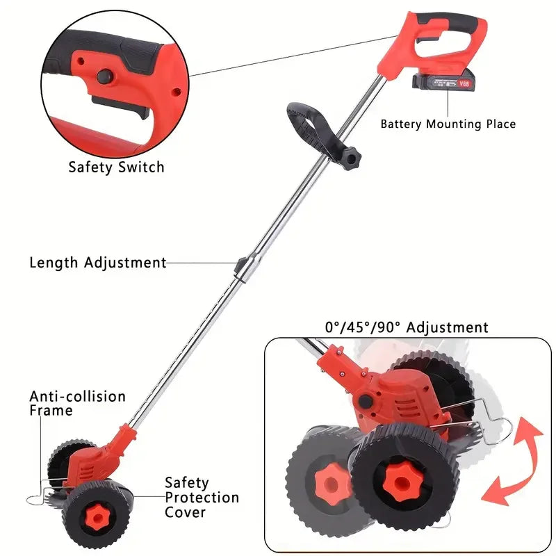 Compact Cordless Electric Lawn Mower Weeder With Batteries