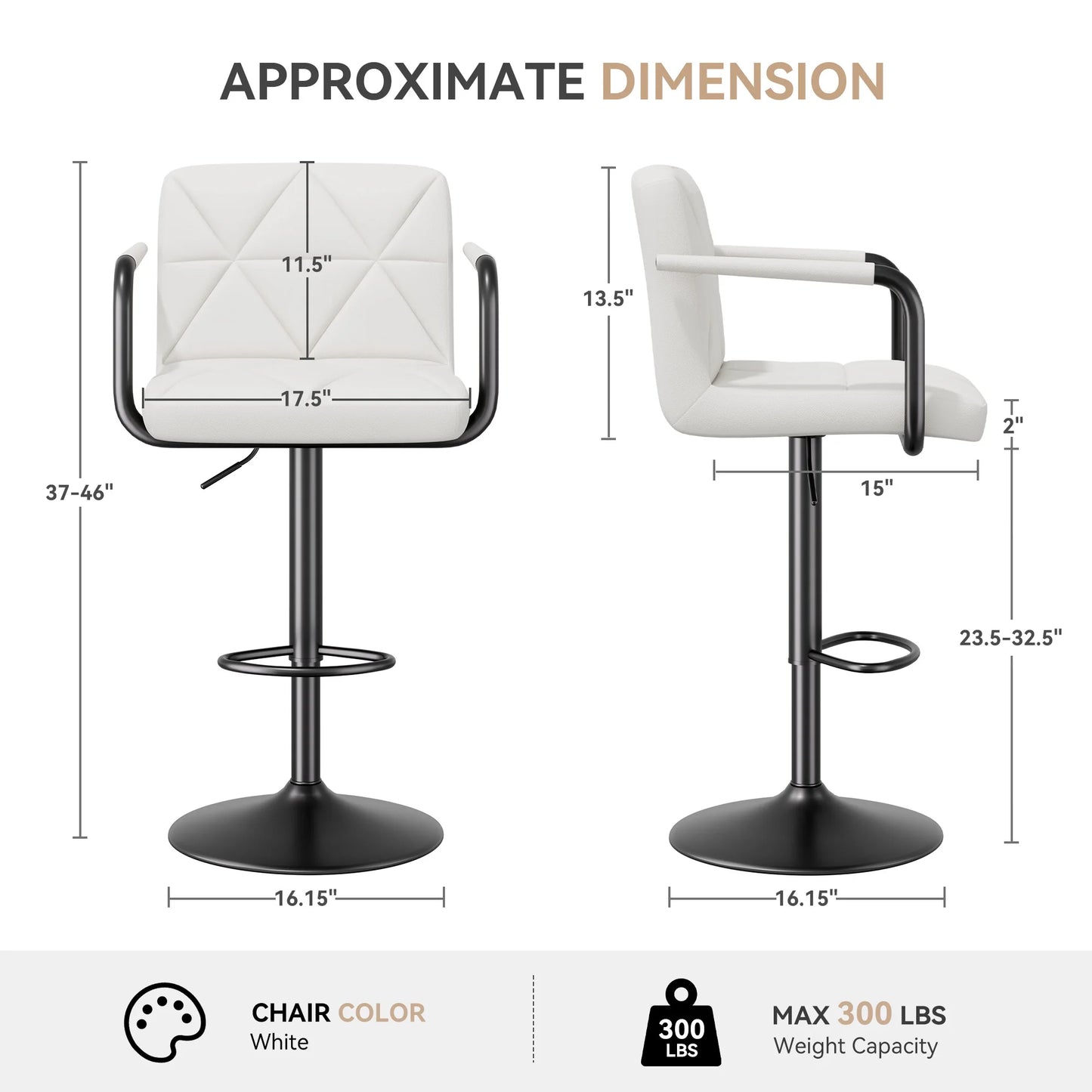 Modern Adjustable Swivel Bar Stool with Metal Base and Cushioned Seat