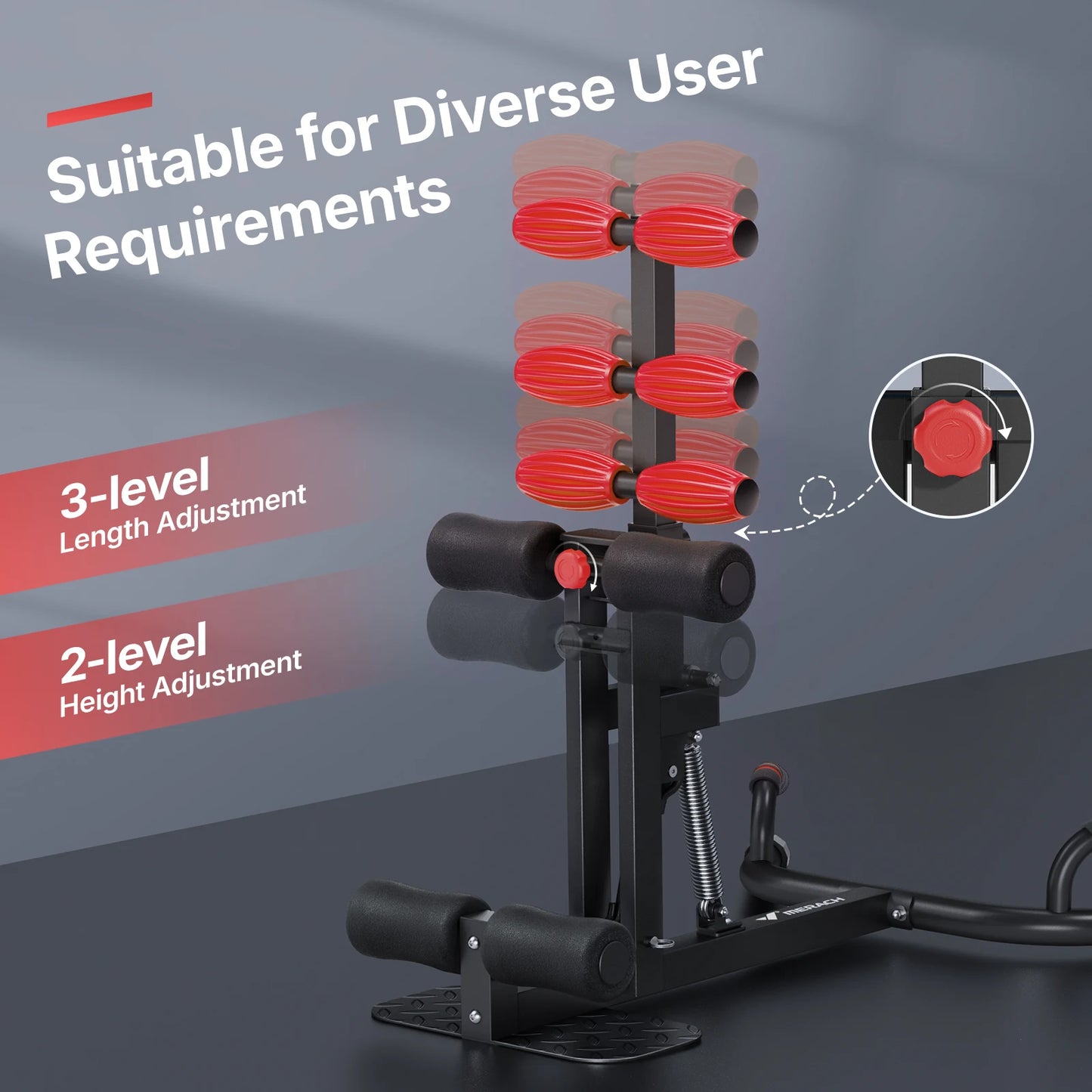 MERACH Deep Squat Machine Adjustable Glutes Trainer Machine Core Leg Push Up Workout Machine Multifunctional Buttocks Machine