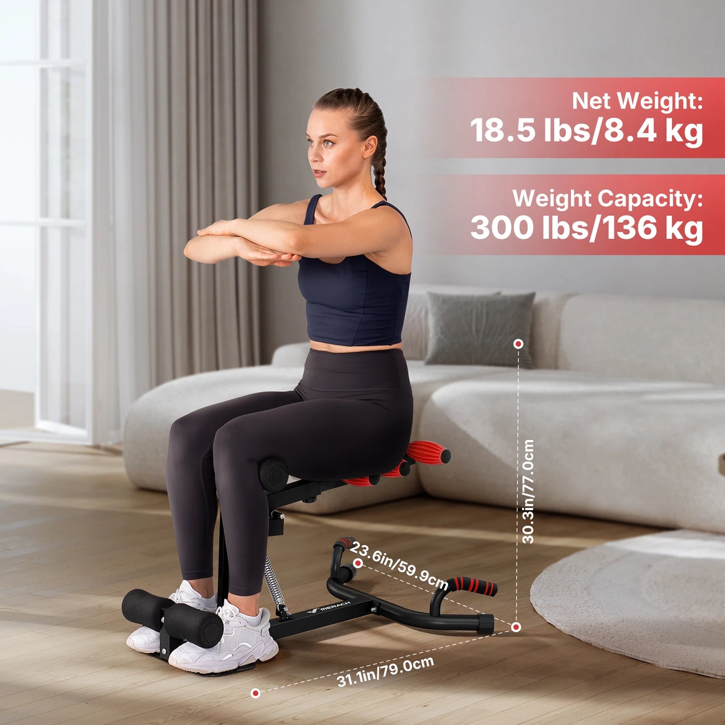 MERACH Deep Squat Machine Adjustable Glutes Trainer Machine Core Leg Push Up Workout Machine Multifunctional Buttocks Machine