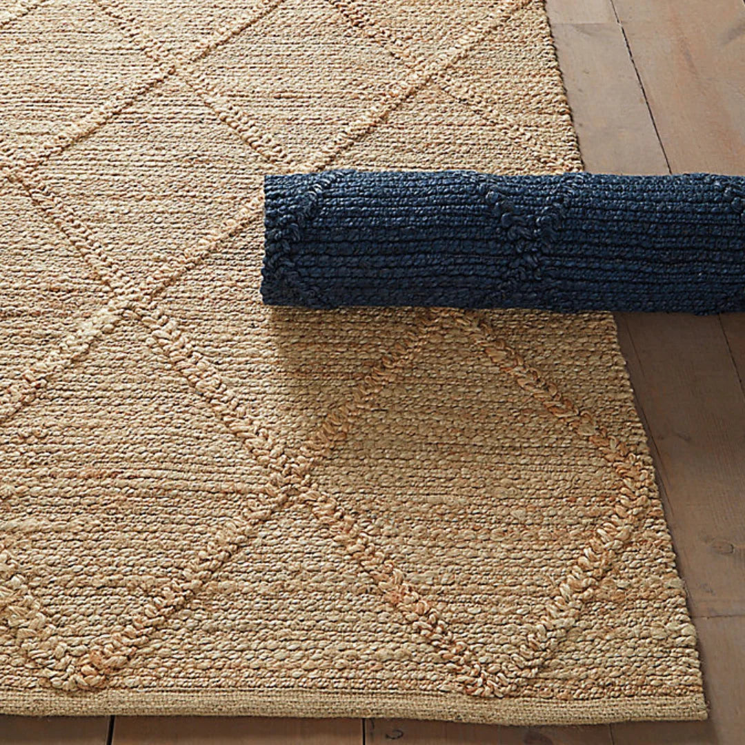 Handmade Woven Jute Rug 2’ x 3’ Eco-Friendly Lattice Design Area Rug for Living Room Bedroom Entryway