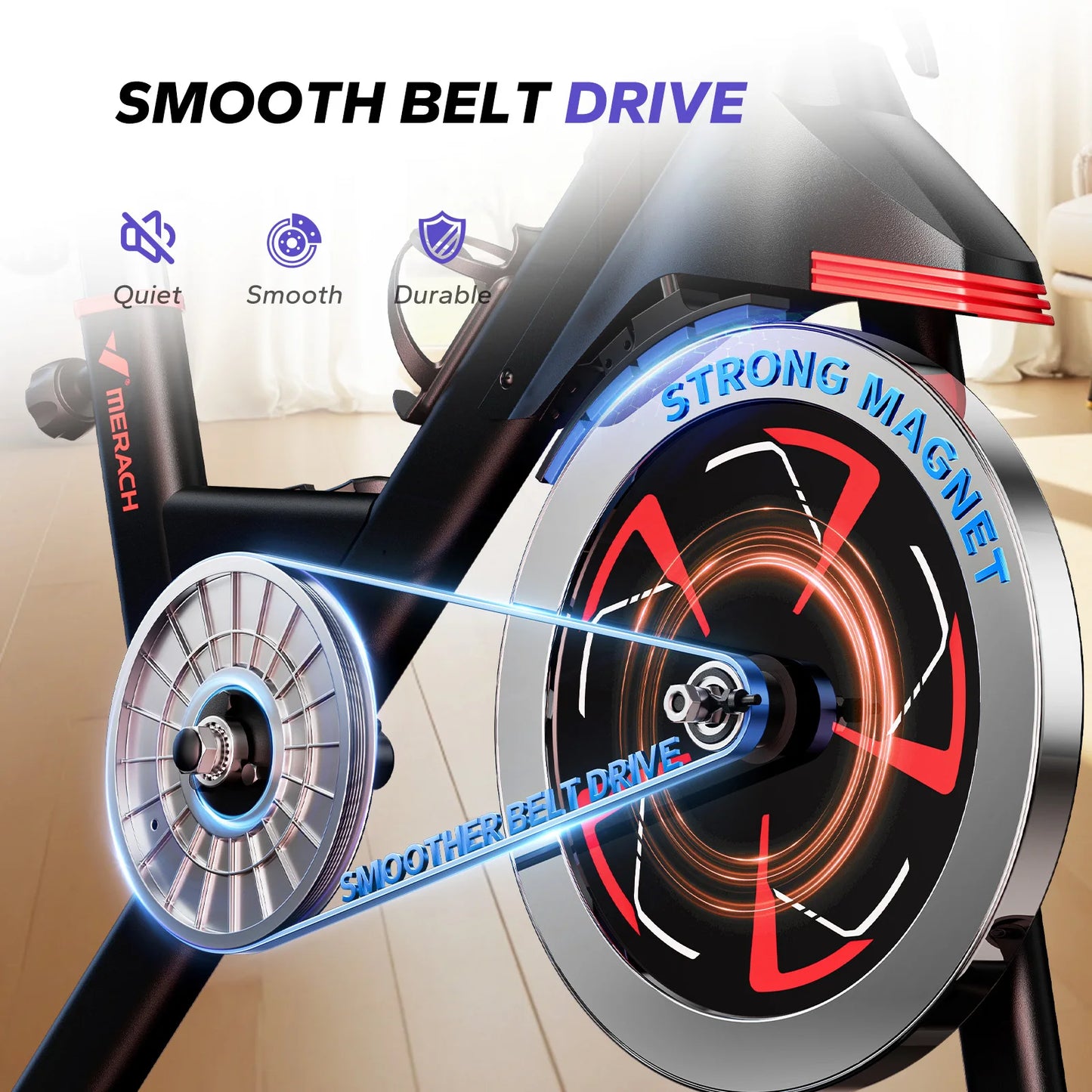 MERACH Exercise Bike S38 Indoor Cycling Magnetic Resistance Exclusive App 300lbs Capacity Comfortable Seat for Home&Weight Loss