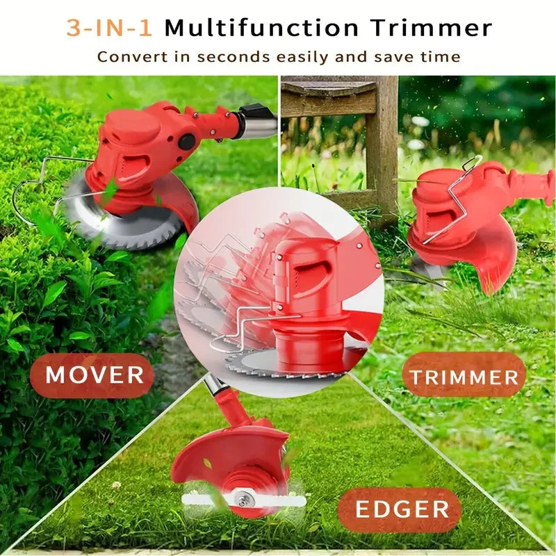 Compact Cordless Electric Lawn Mower Weeder With Batteries