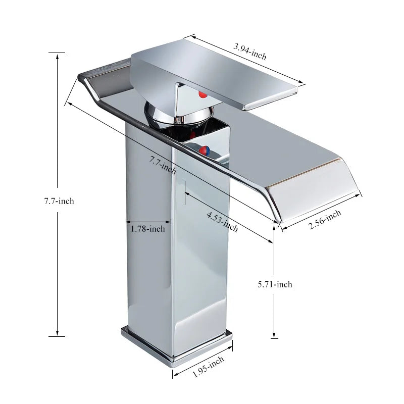 Rozin Hot Cold Water Basin Faucet Waterfall Bathroom Vanity Sink Faucets Single Lever Chrome/Black Brass Washing Mixer Taps