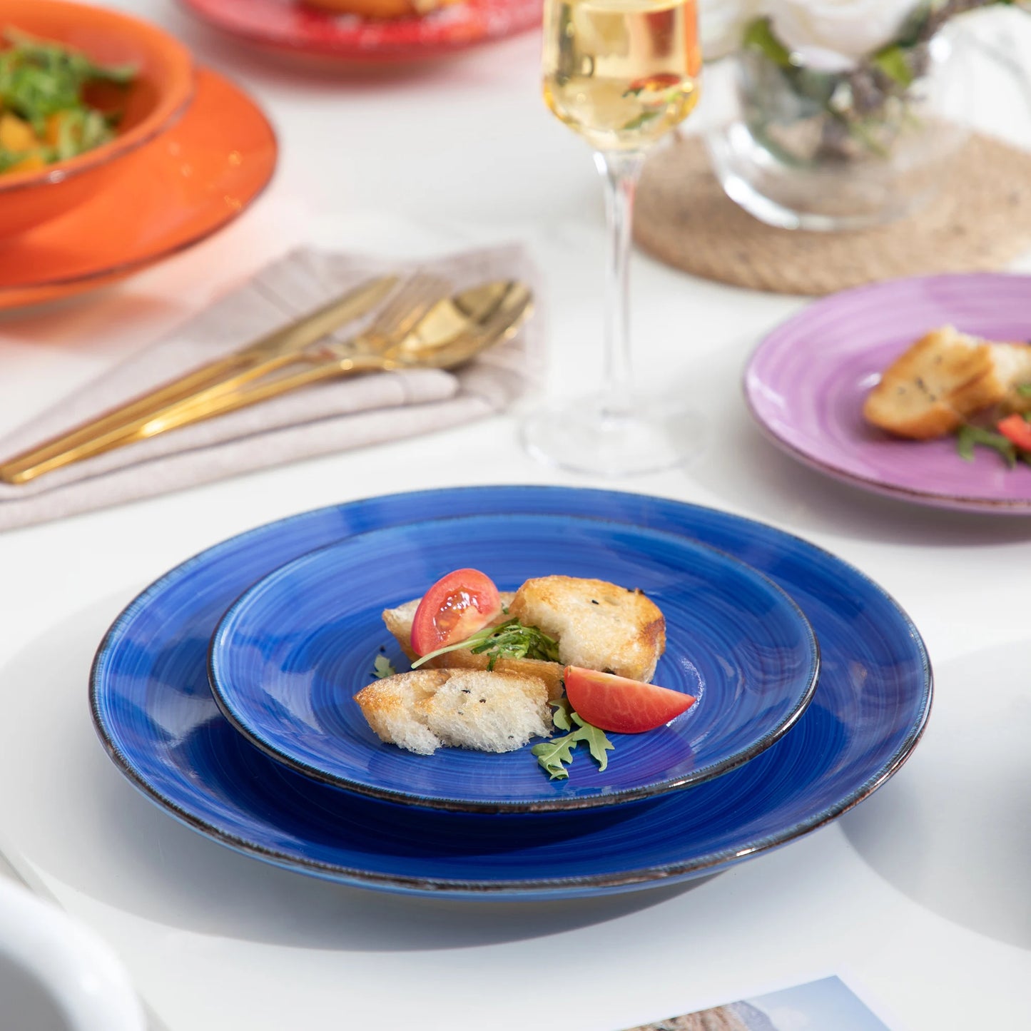 Vancasso BONITA Mix-Color 18/36 Piece Dinnerware Set of Dinner plates, Soup Plates, Dessert Plates Earthenware for 12 People