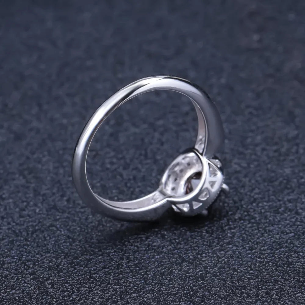 GEM'S BALLET 1.05Ct Round Natural Red Garnet Gemstone Ring 925 Sterling Silver Classic Wedding Rings for Women Fine Jewelry