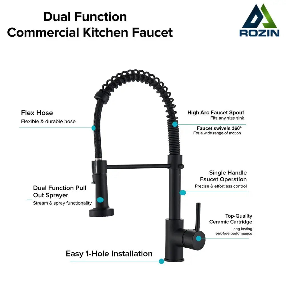 Matte Black Kitchen Faucet Pull Down Sprayer Gourmet Kitchen Faucets Dual Modes Nozzle Flexible Sink Mixer Taps Hot Cold Water