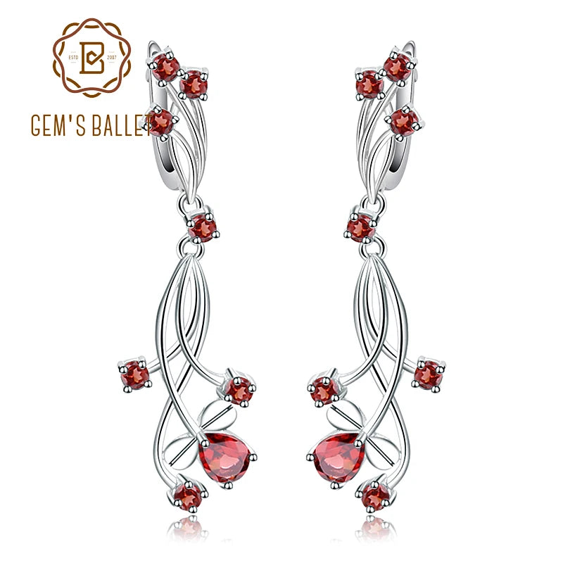 GEM'S BALLET Flower Design 3.89t Natural Sky Blue Topaz Gemstone Drop Earrings For Bridal 925 Sterling Silver Wedding Jewelry