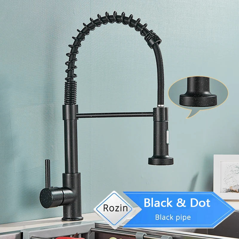 Matte Black Kitchen Faucet Pull Down Sprayer Gourmet Kitchen Faucets Dual Modes Nozzle Flexible Sink Mixer Taps Hot Cold Water
