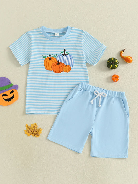 Toddler Boys Halloween Costume Ghost Print Long Sleeves T-Shirt and Pants Set with Hat and Scarf for Trick or Treating