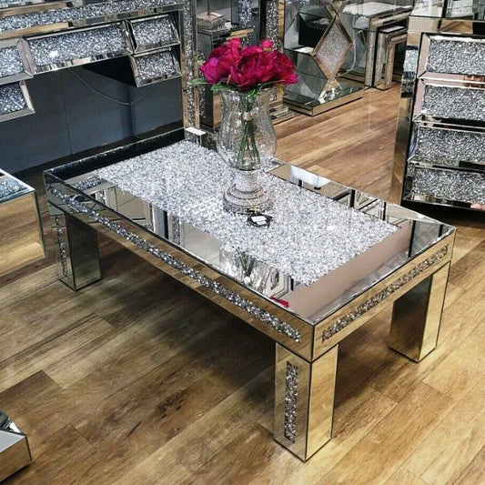 Coolbang Crushed Diamond Glass Coffee Table For Living Room