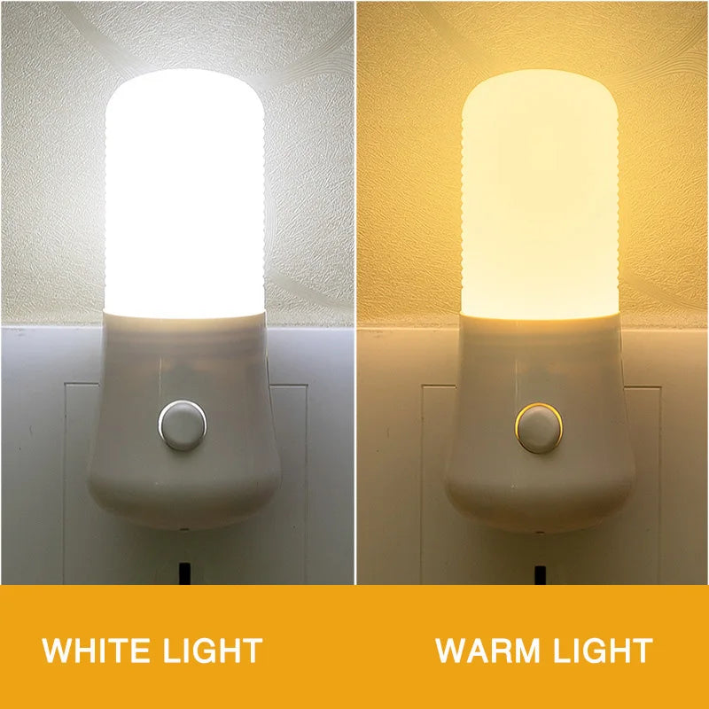 LED Night Light  White EU /USPush Button Switch Wall Socket Lamp Bedroom Bedside Lamp Baby Room Corridor Home Decor Night Lights
