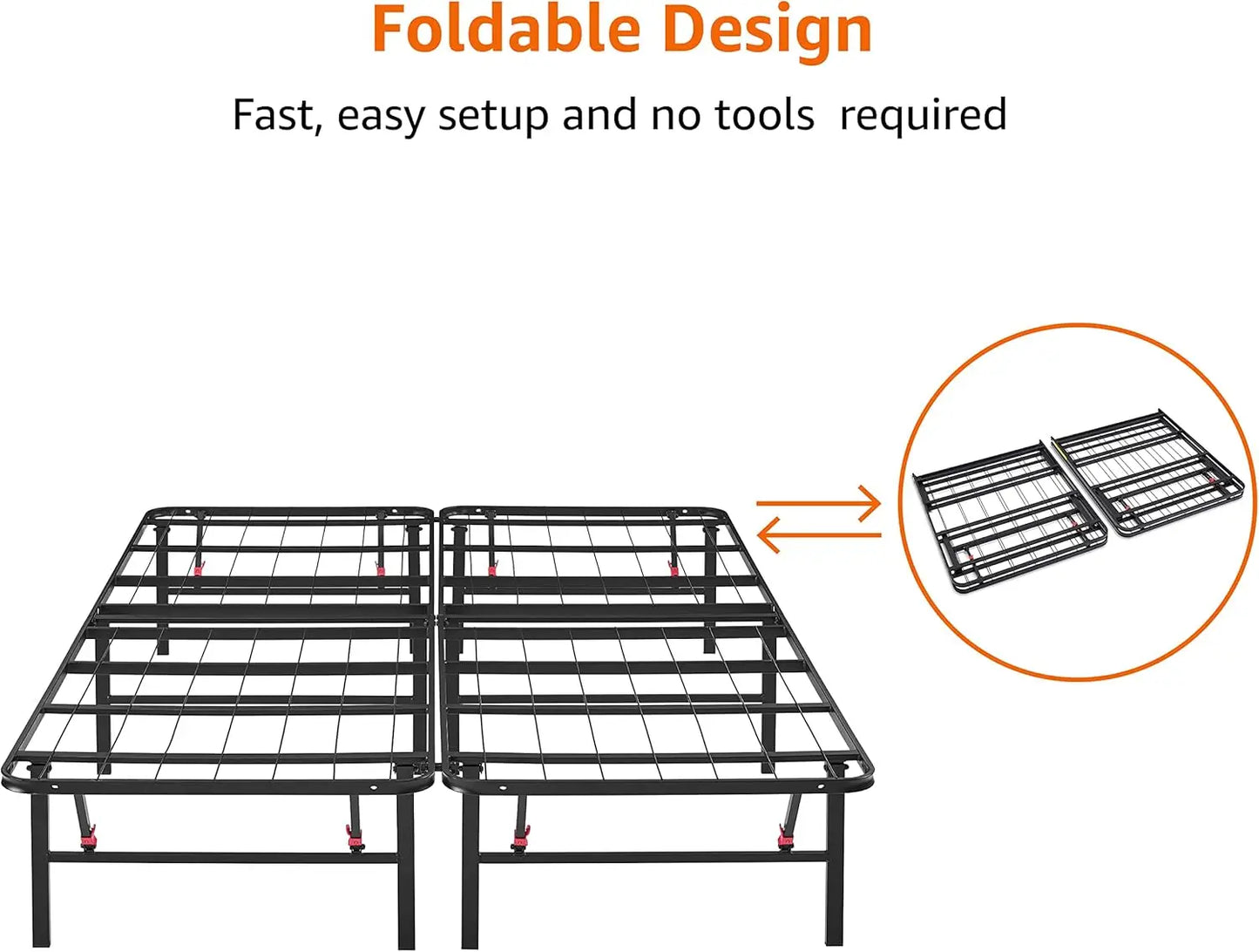 Metal Bed Frame With Storage And Foldable Platform 14 Inch