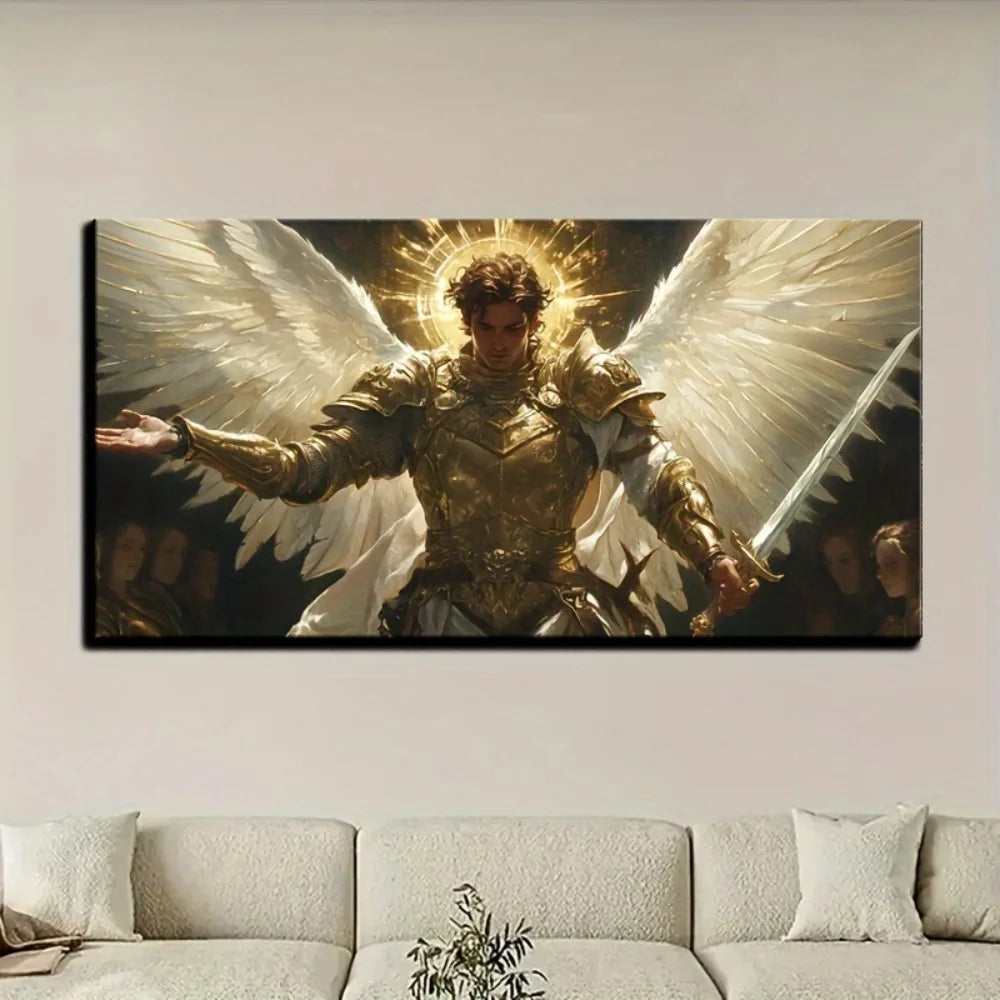 Archangel Canvas Painting Sword Design Wall Decor Frame