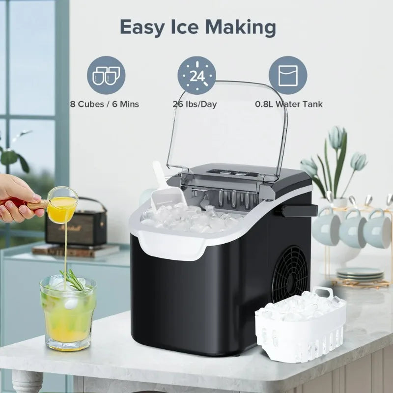 HAOYUNMA Auseo Portable Ice Maker Countertop 6 Mins 8 Cubes