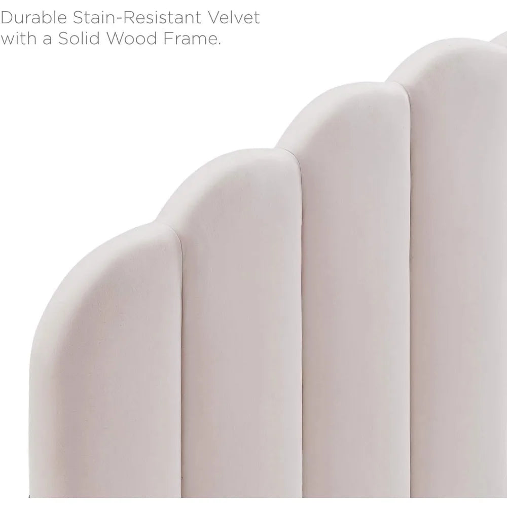 Veronique Channel Tufted Performance Velvet Upholstered Full/Queen Headboard in Pink