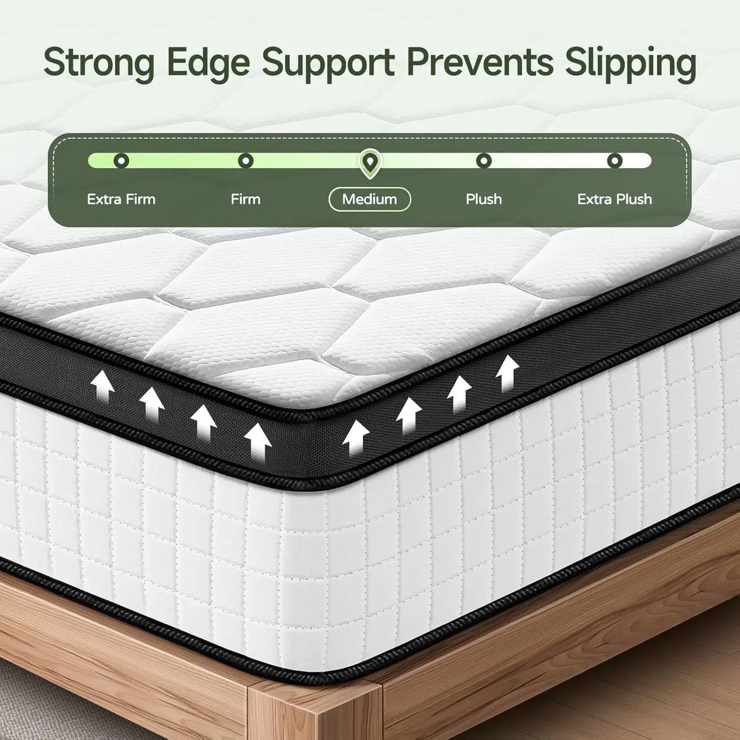 Queen Mattress 12 Inch Ultra Comfort Hybrid Foam Mattresses Queen Size with Independent Pocket Springs Mattress in a Box Pressur