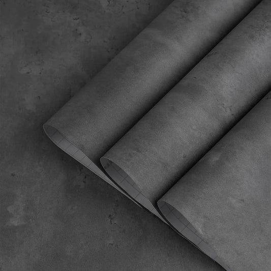 Gray Concrete Wallpaper 16x354 inch Matte Thick Dark Grey Cement Contact Paper Peel Stick Countertop Cover Removable Waterproof