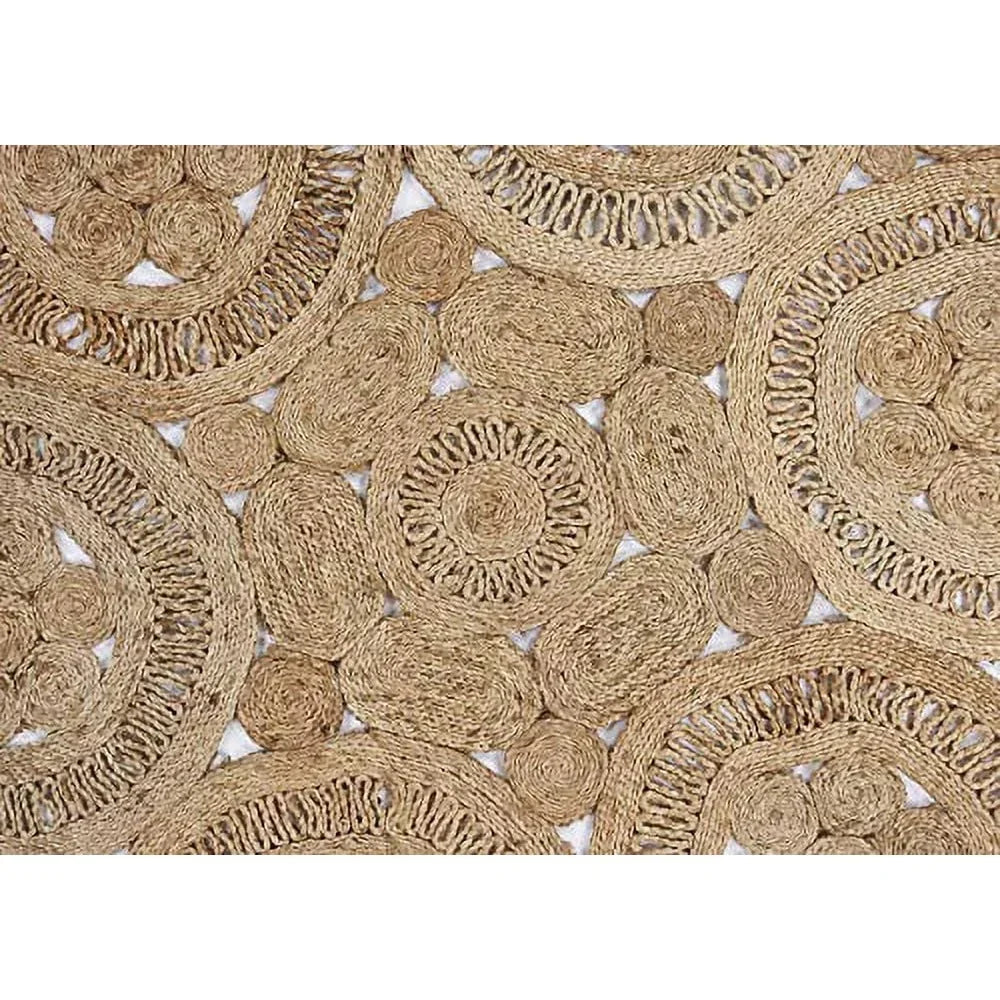 Natural Braided Jute Round Area Rug Handmade Indoor Carpet Soft Bohemian Geometric Design Home Decor Dining Room Bedroom Living
