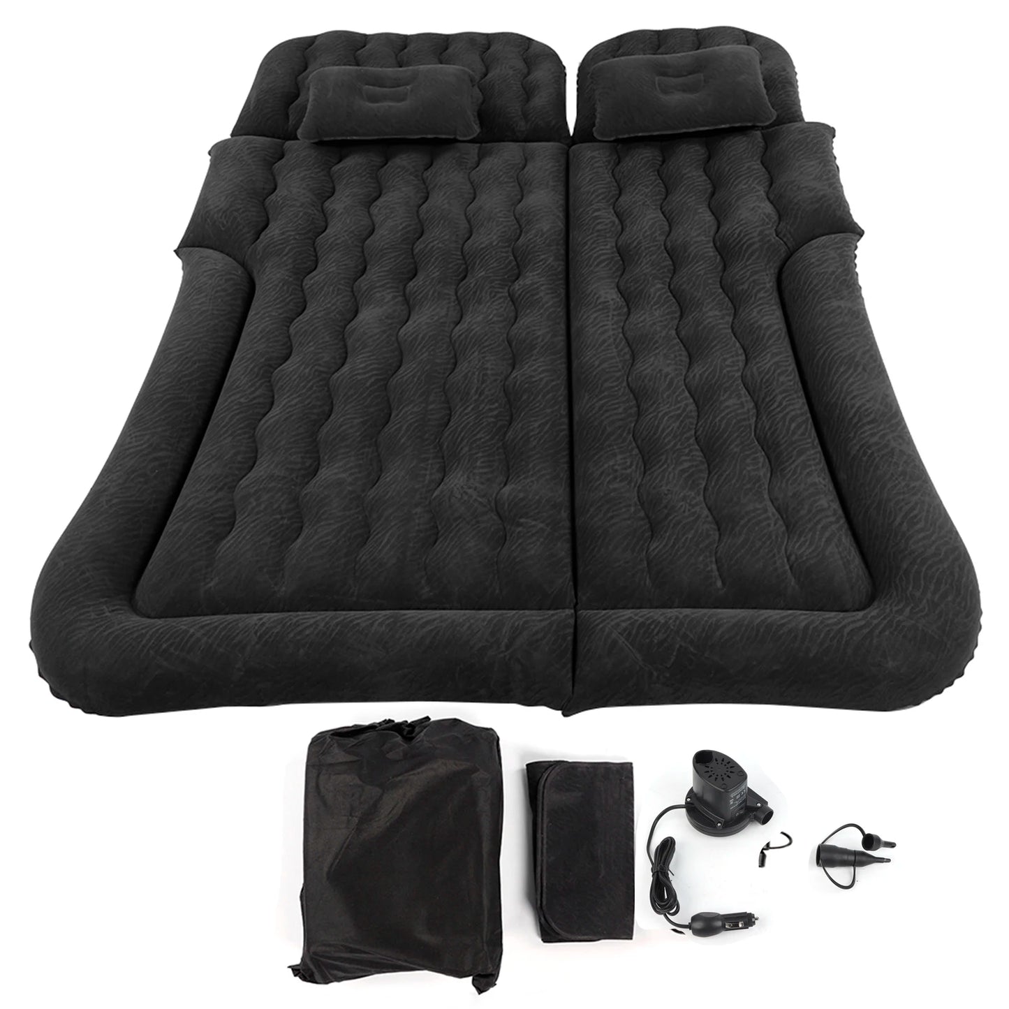 Car Travel Bed 2‑In‑1 Multifunction Inflatable Travel Mattress PVC Flocking Soft Sleeping Rest Cushion for Car SUV