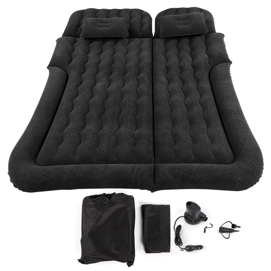 Car Travel Bed 2‑In‑1 Multifunction Inflatable Travel Mattress PVC Flocking Soft Sleeping Rest Cushion for Car SUV