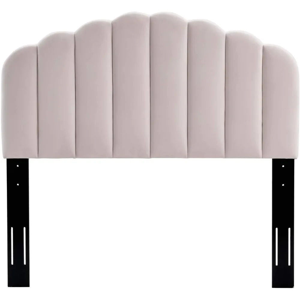 Veronique Channel Tufted Performance Velvet Upholstered Full/Queen Headboard in Pink