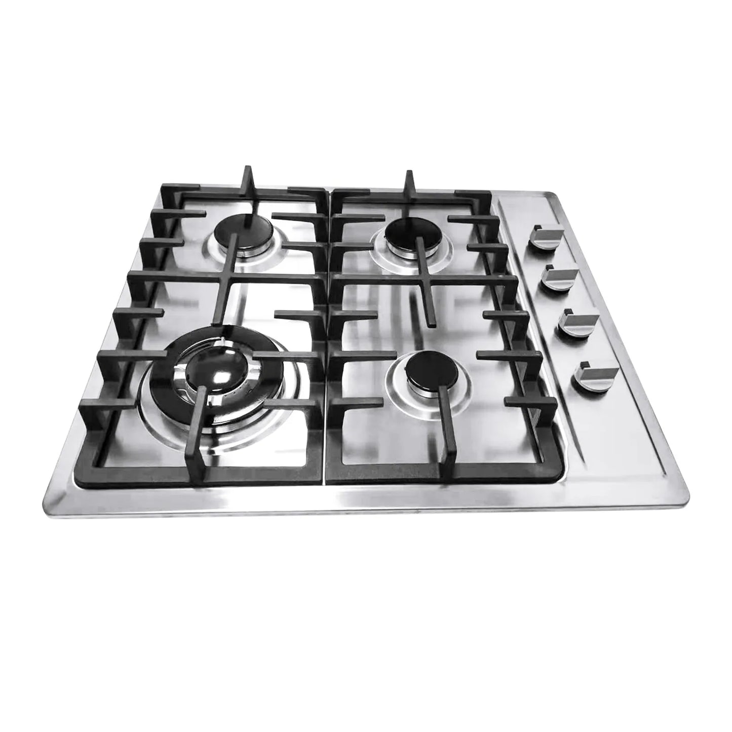 Gas Cooktops 4 Burner Gas Stove Top Drop-In Ng/Lpg Convertible 24 Inch Stainless Steel Gas Cooker with Thermocouple Protection