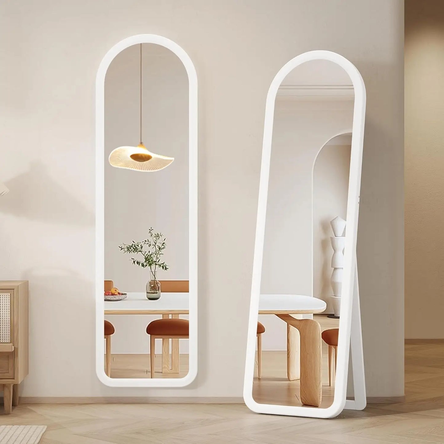Elegant Wooden Full-Length Mirror for Bedroom Vanity and Decor