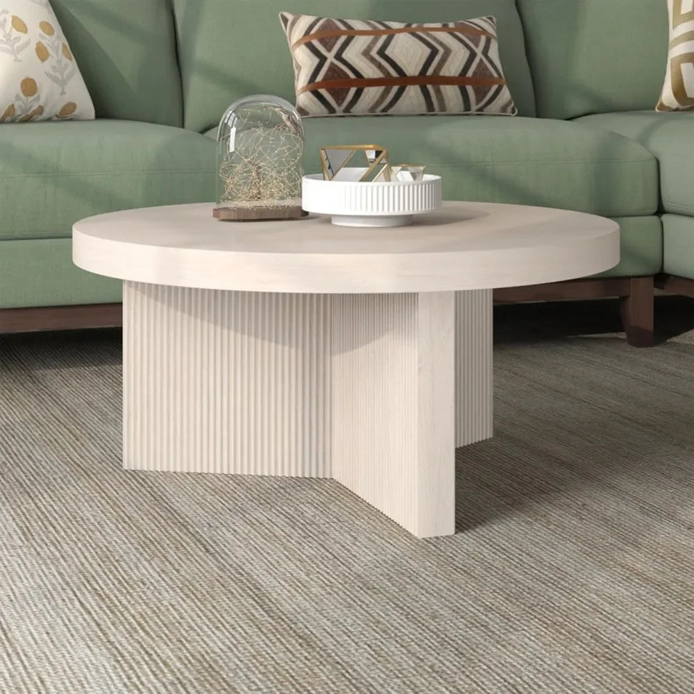 Coffee Table, 32" Wide,Table is made of high-quality and durable MDF and PVC materials,White,Living Room Furniture