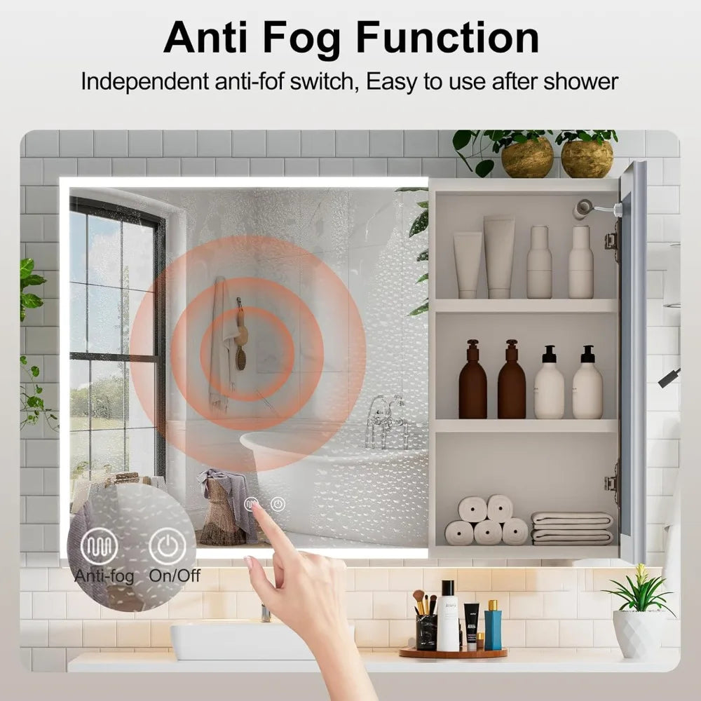 Fully Assembled LED lighted Bathroom Medicine Cabinet with Mirror, 24x32 Inch Bathroom Mirror with Storage, Recessed or Surface