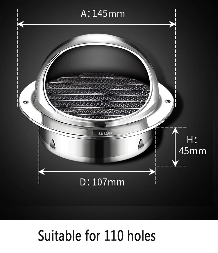 Stainless Steel Wall Ceiling Air Vent Ducting Ventilation Exhaust Grille Cover Outlet Heating Cooling Waterproof Vents Cap