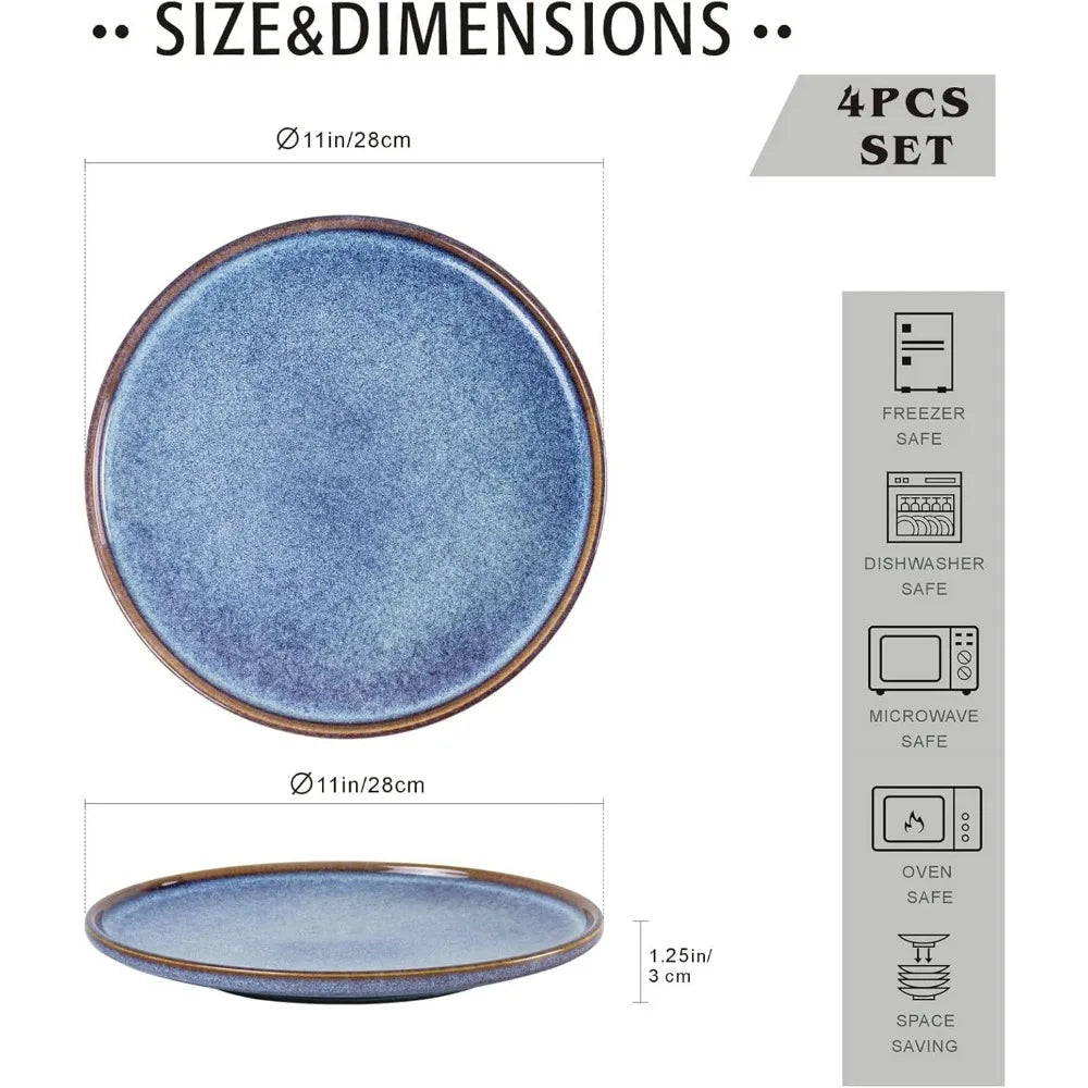 Porc Ceramic Dinner Plates Set Of 4 Scratch Resistant