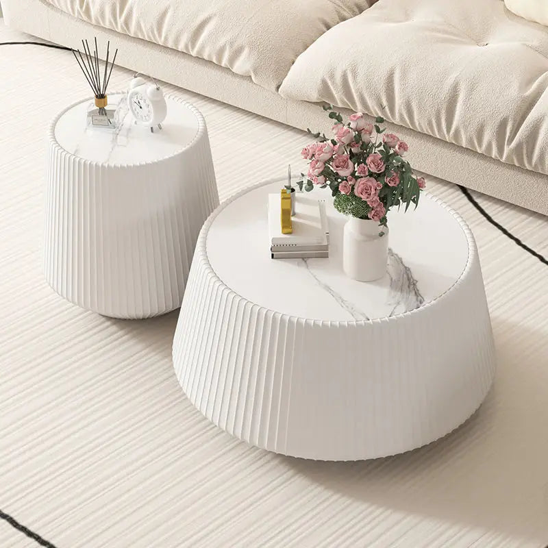 Cream Style Stone Coffee Table For Modern Living Room