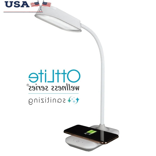 LED Sanitizing Desk Lamp with Wireless Charging SpectraClean Disinfection ClearSun Technology Adjustable Brightness Modes Office