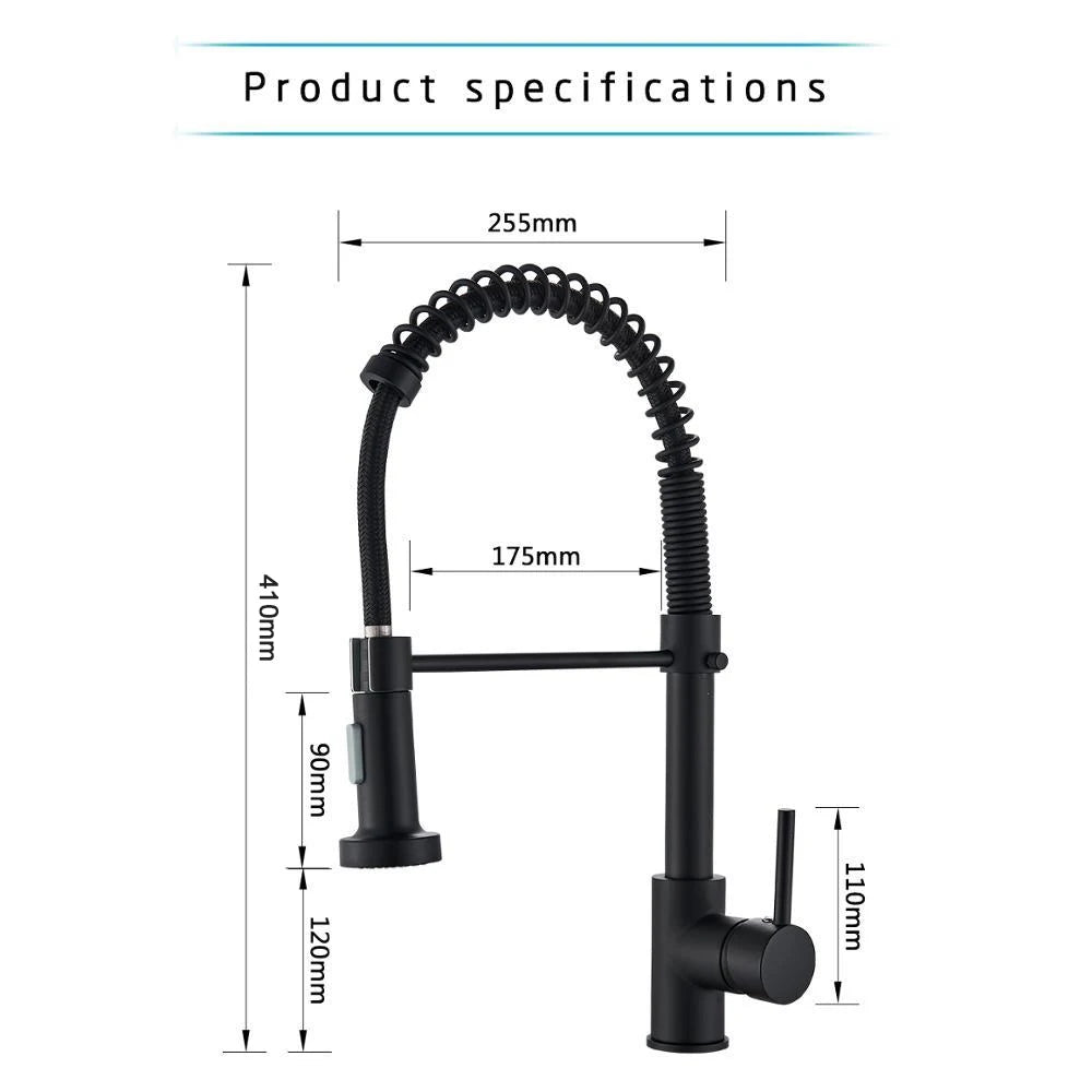 Matte Black Kitchen Faucet Pull Down Sprayer Gourmet Kitchen Faucets Dual Modes Nozzle Flexible Sink Mixer Taps Hot Cold Water