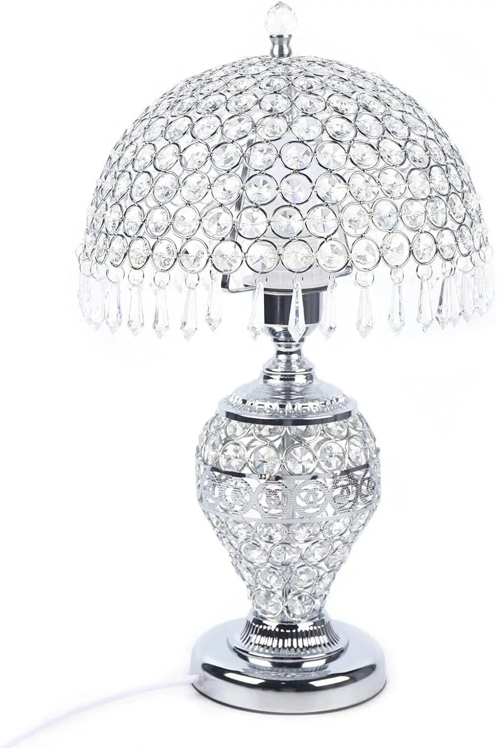 Crystal Table Lamp, Bedside Lamp Decorative Nightstand Lamp with Double Button Switch,  Bedside Light Lighting E26