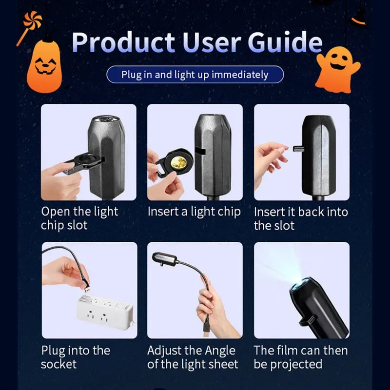 5V Projection Lights Planet Moon Lamp USB Night Light Halloween Christmas Ambiance Skull Ghost Switchable Pattern Projection