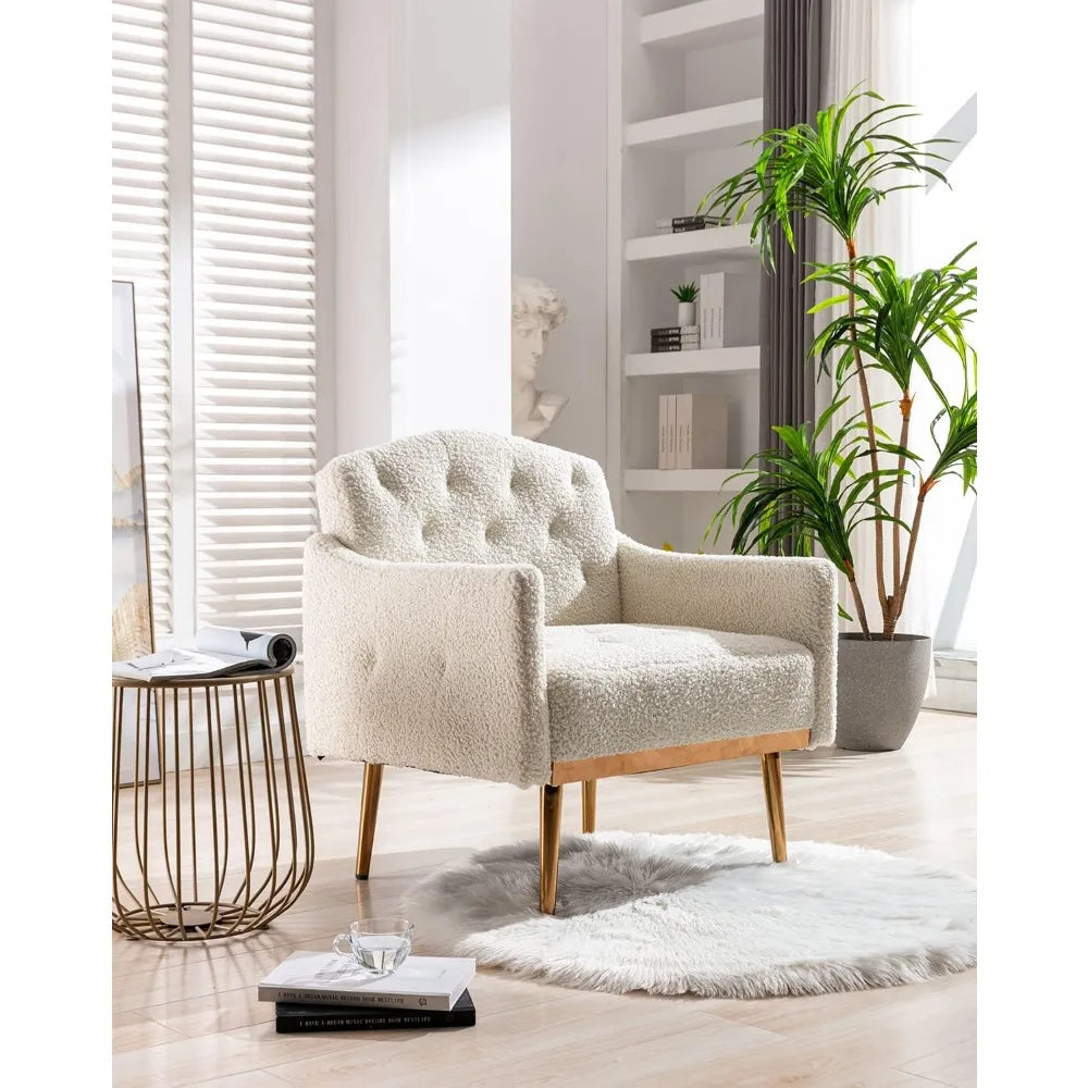 Modern Accent Chair, Upholstered Single Sofa Arm Chair for Living Room and Bedroom, Comfy Armchair with Solid Tapered M