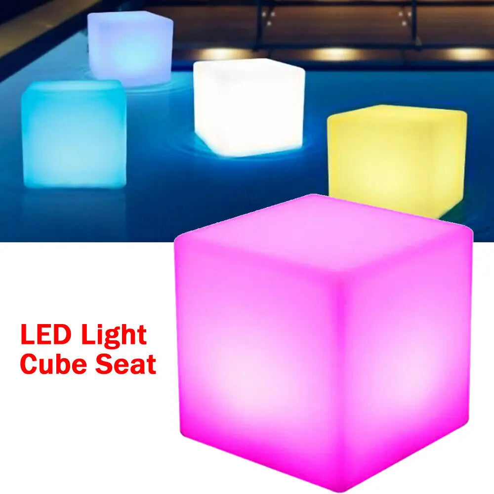LOYALHEARTD 17" LED Cube Light Pub Bar Stool 16 RGB Colors Changing Chair Light with Remote Control Atmosphere Lamp
