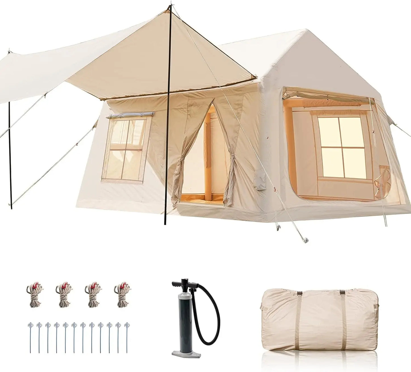 Inflatable Camping Tent With Hand Pump Easy Setup Oxford