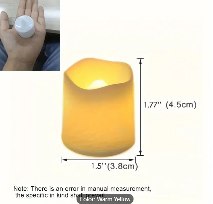 24-Pack Flameless LED Tea Lights, Battery-Operated, Polished PP, Warm White, Safe for Home & Festive Decor, Perfect for Christma