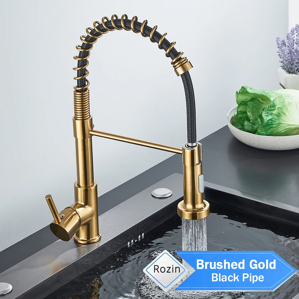 Matte Black Kitchen Faucet Pull Down Sprayer Gourmet Kitchen Faucets Dual Modes Nozzle Flexible Sink Mixer Taps Hot Cold Water