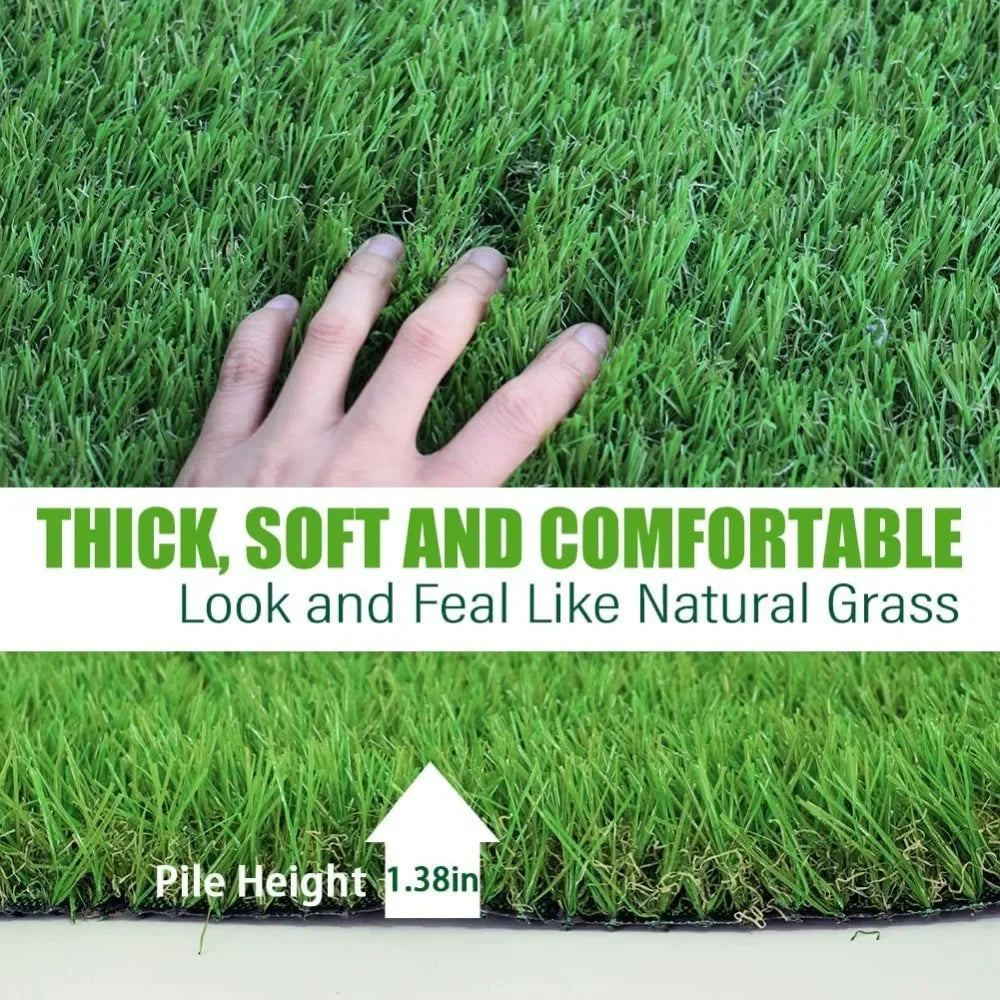 Artificial Grass Outdoor Rug, Realistic Fake Synthetic Grass Carpet, 35mm Thick Indoor Outdoor Grass Lawn Rugs Landscape