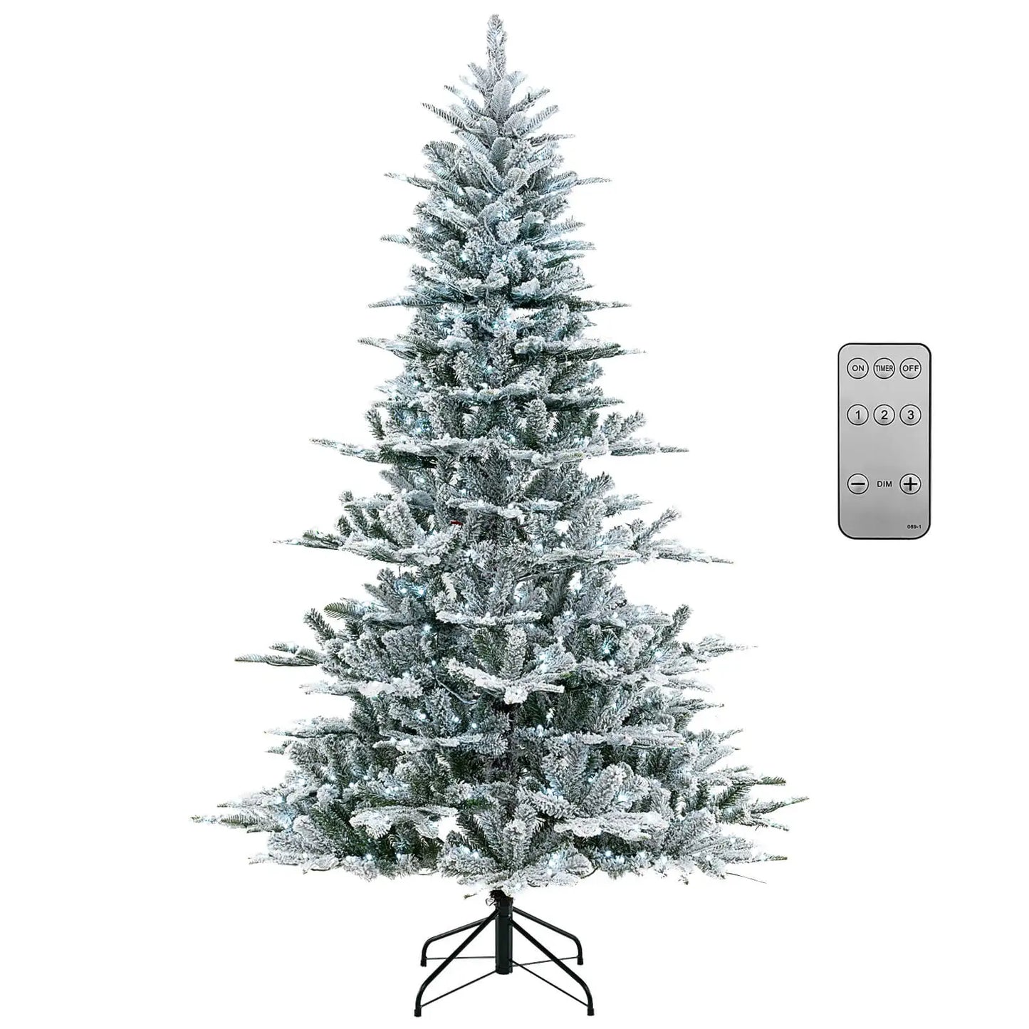 7 FT Snow Flocked Artificial Christmas Tree w/ 1119 PVC & PE Tips 620 LED Lights