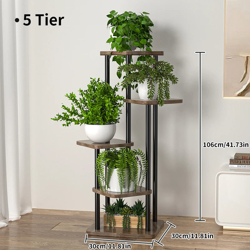 Elegant Metal Flower Stand Rack for Home and Garden Storage