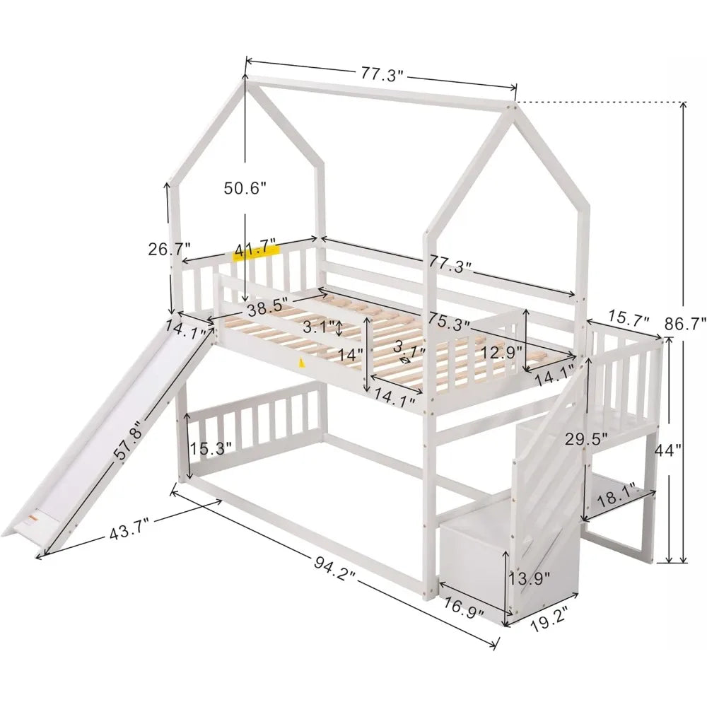Harper And Bright Designs Twin Over Twin Bunk Bed With Slide