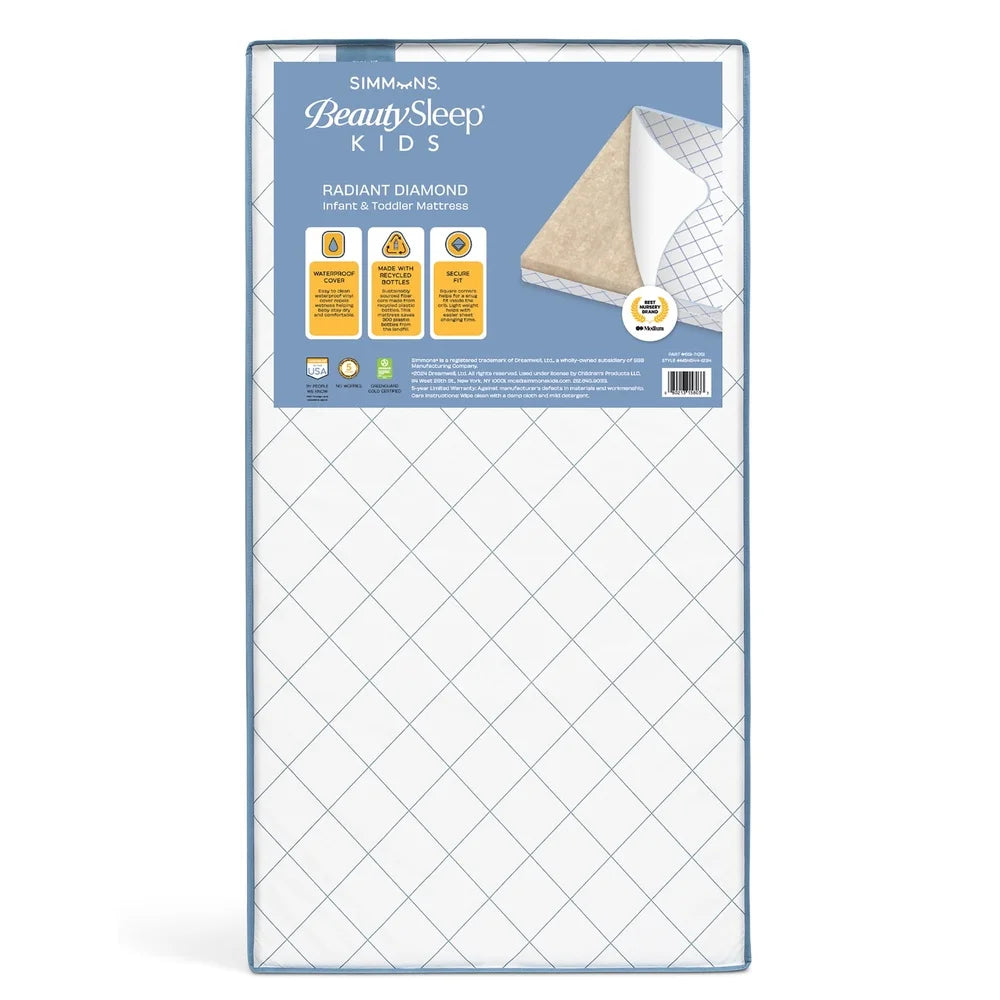 Waterproof Extra Firm Crib Toddler Mattress GREENGUARD Gold Certified High Density Fiber Core Eco Friendly Design Stain