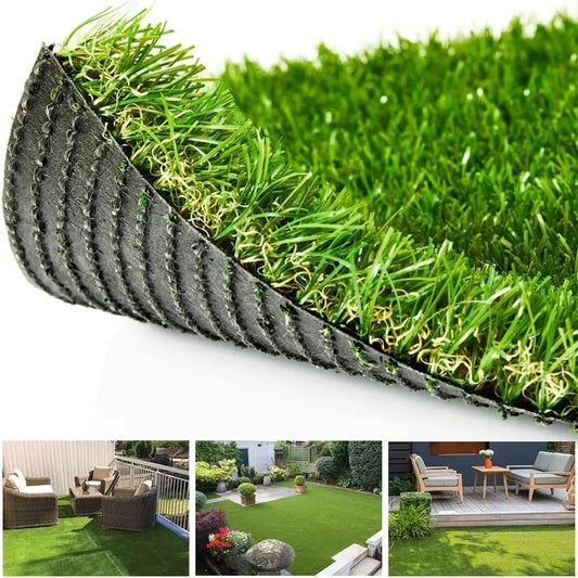 Artificial Grass Outdoor Rug, Realistic Fake Synthetic Grass Carpet, 35mm Thick Indoor Outdoor Grass Lawn Rugs Landscape