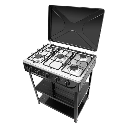 Natural Gas Stove with 5 Burners Outdoor 5-Burner Stove Portable Gas Stove Manual Ignition with 2 Placement Boards